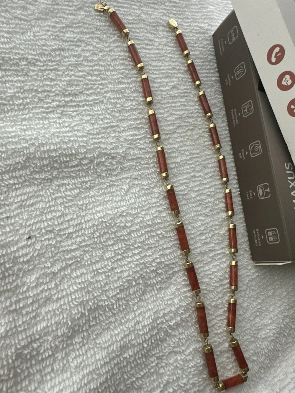 Gold-Tone Red Coral Tube Necklace - 14k